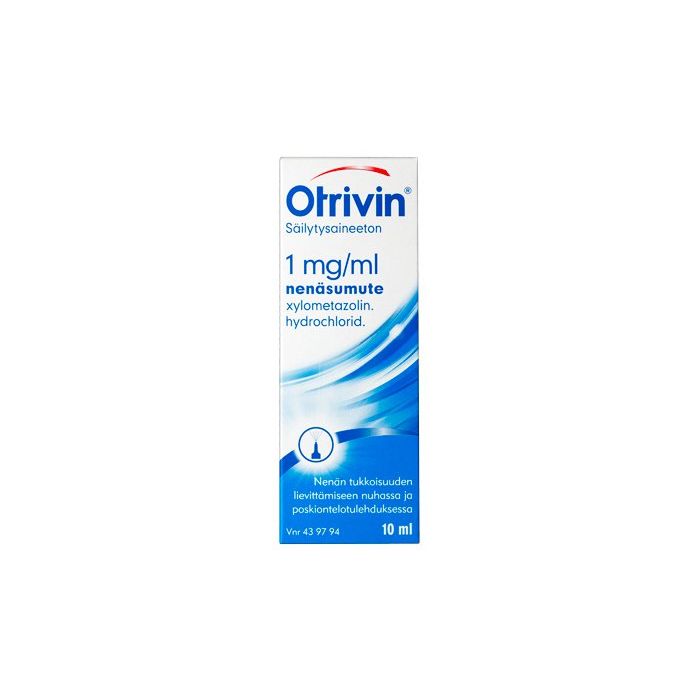 OTRIVIN SÄILYTYSAINEETON nenäsumute, liuos 1 mg/ml pystysuuntainen pumppu 10 ml kuva 2