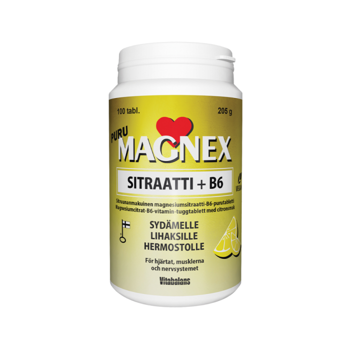 Magnex Sitraatti 375 mg + B6 puru 100 tabl kuva 1