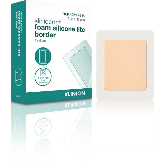 Kliniderm Foam Silicone Thin Border kiinnittyvä sidos 5 x 12,5 cm 5 kpl