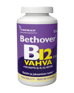 Bethover Vahva B12 Vadelma-Sitruuna 120 tabl