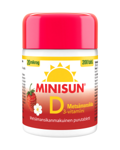 Minisun D-vitamiini Metsämansikka 20 mcg tabletti 200 kpl