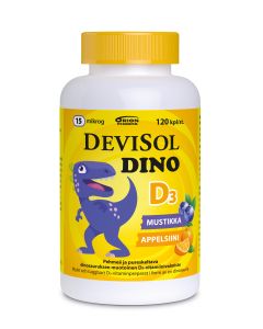 Devisol Dino mustikka appelsiini 15 mikrog 120 tabl