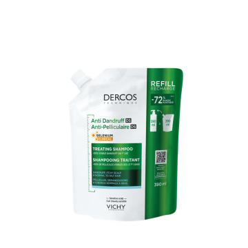 Vichy Dercos Shampoo Anti-dandruff rasv. hiuksille täyttöpakkaus 390 ml