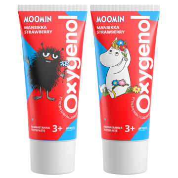 Oxygenol Moomin Mansikka hammastahna 3+ 50 ml