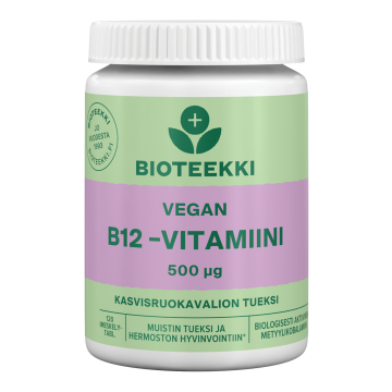 Bioteekki Vegan B12-vitamiini 500 mikrog. 120 tabl