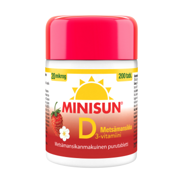 Minisun D-vitamiini Metsämansikka 20 mcg tabletti 200 kpl