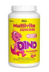 Multivita Juniori Dino Mansikka monivitamiini 200 purutabl
